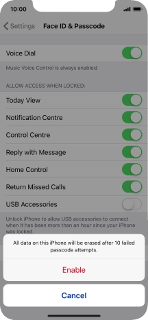 If you turn on the function, press Enable.