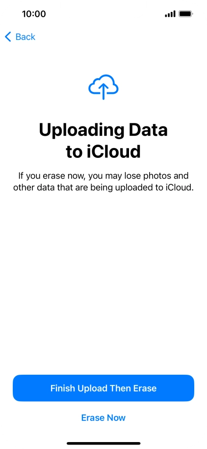 Press the required setting.