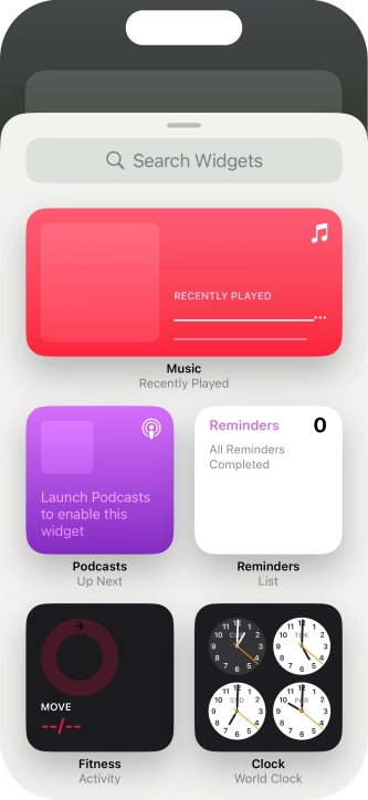 Press the required widget.