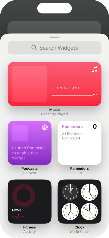 Press the required widget.