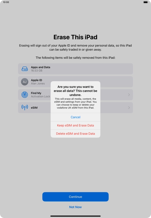 Press the required setting.
