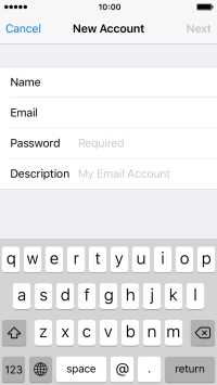 Press Password and key in the password for your email account.