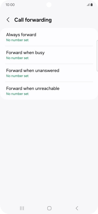 Press the required divert type.