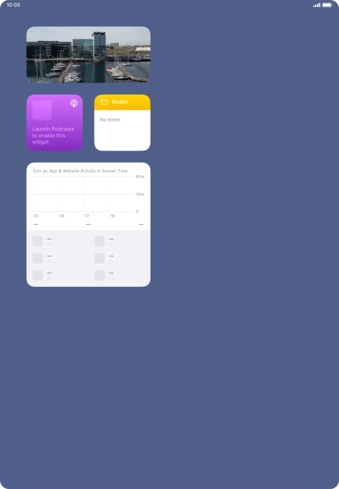 Slide your finger up or down on the screen to see more widgets.