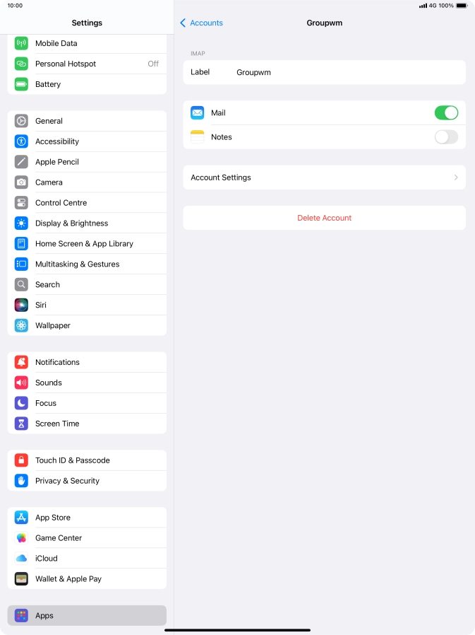 Press Account Settings.