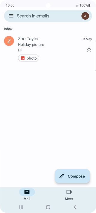 Press the email account icon.