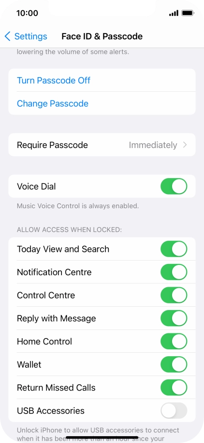 Press Turn Passcode Off and key in the phone lock code.