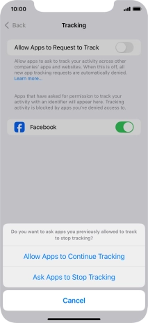 If you turn off the function, press the required setting.