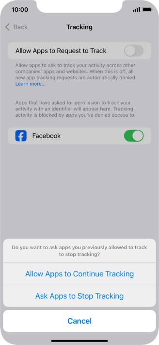 If you turn off the function, press the required setting.