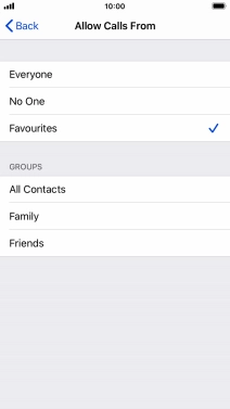 Press the required setting to select which contacts can call you even though Do Not Disturb is turned on.