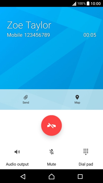 Press the end call icon.