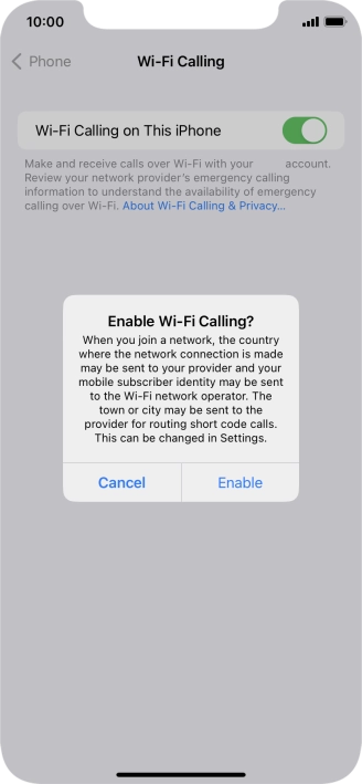 If you turn on the function, press Enable.