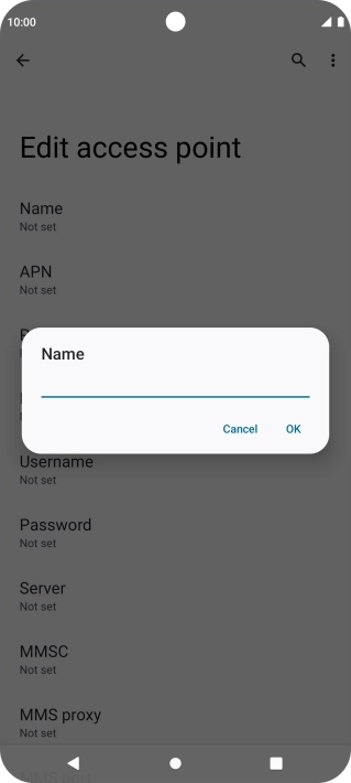 Key in Vodafone Internet and press OK.