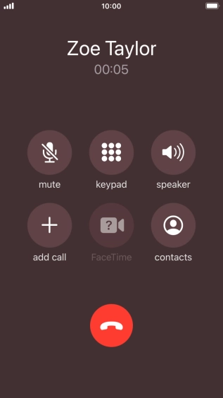 Press the end call icon to end the call.