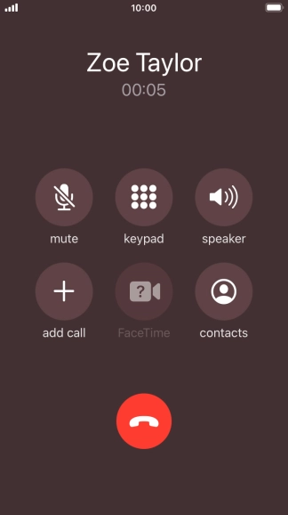Press the end call icon to end the call.