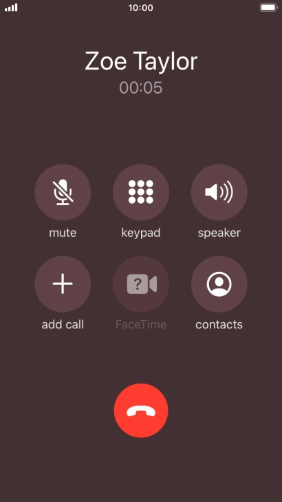 Press the end call icon to end the call.