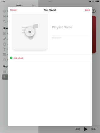 Press the text input field and key in a name for the playlist.