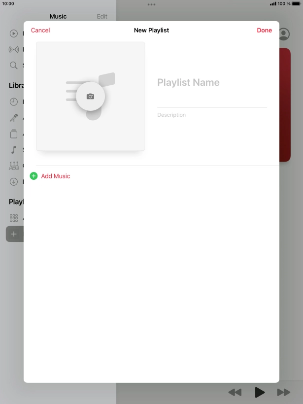 Press the text input field and key in a name for the playlist.