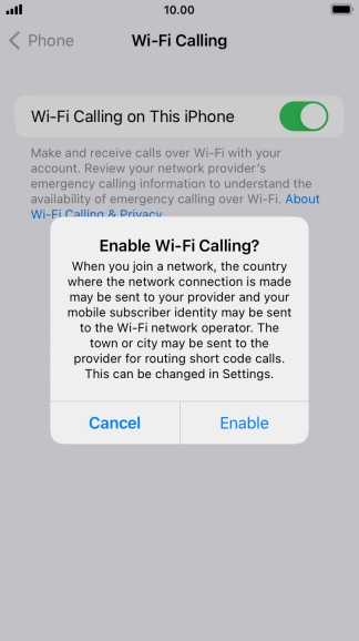 If you turn on the function, press Enable.
