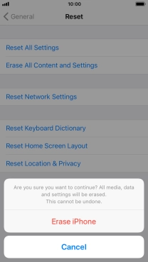Press Erase iPhone. Wait a moment while the factory default settings are restored. Follow the instructions on the screen to set up your phone and prepare it for use.