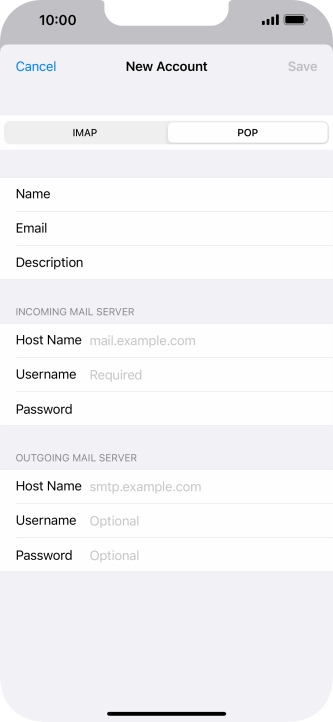 Press Host Name and key in the name of your email provider's incoming server.