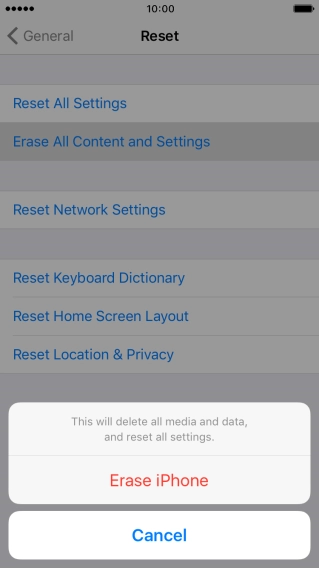 Press Erase iPhone.