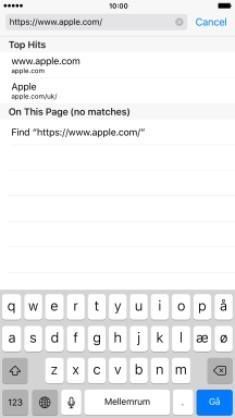 Key in the address of the required web page and press Go.