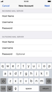 Press Password and key in the password for your email account. Please note that if you're using Vodafone's outgoing server, leave the password field empty.