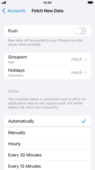 If you turn off the function, press the required setting.
