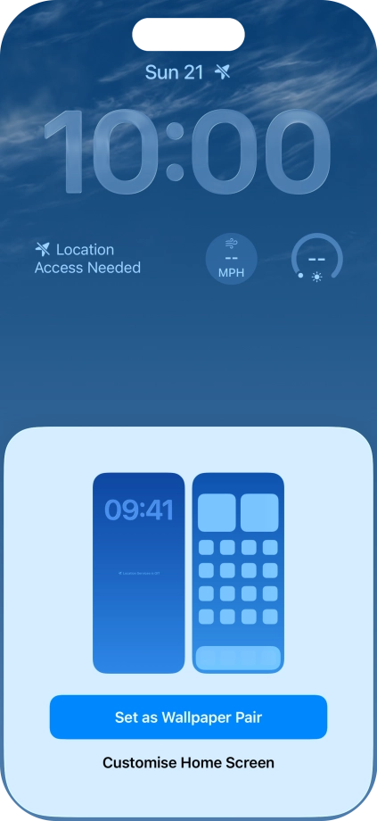 To use the same colour theme on the home screen, press Set as Wallpaper Pair.