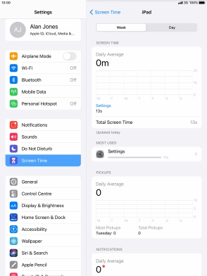 The use for the past week is displayed next to Total Screen Time.