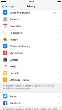 Press Location Services.