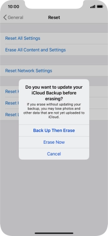 Press the required setting.