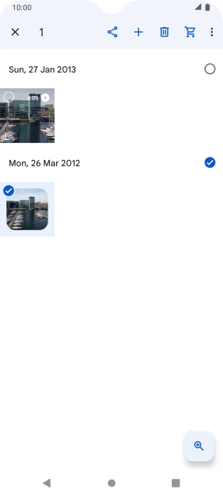 Press the required pictures or video clips to add them.