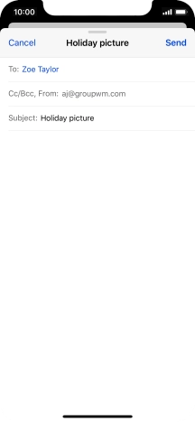 Press the text input field and write the text for your email message.