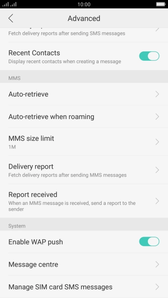 Press Message centre.