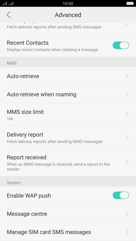 Press Message centre.