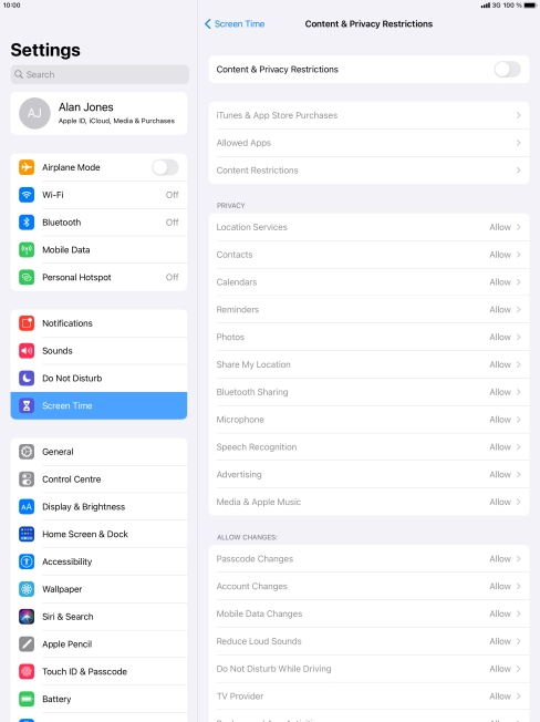 Press the indicator next to 