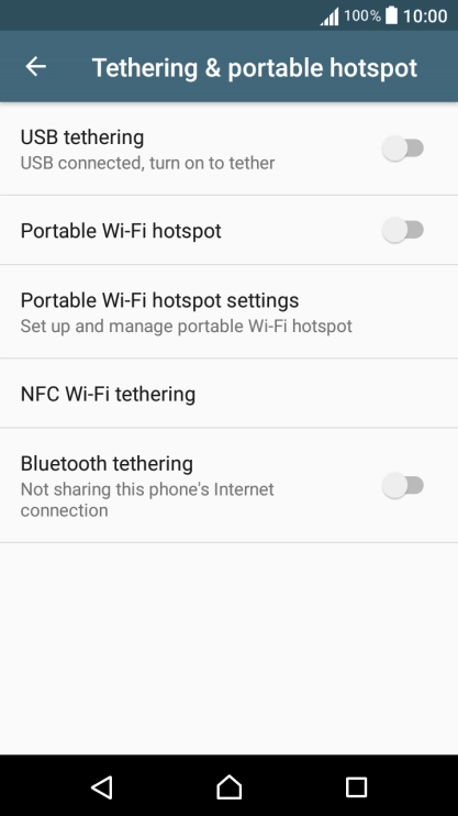 Press Portable Wi-Fi hotspot settings.