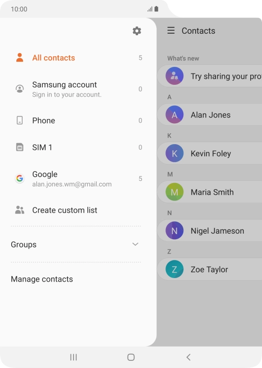Press Manage contacts.