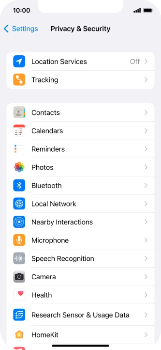 Press Location Services.