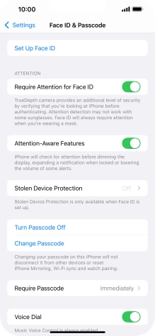 Press Turn Passcode Off and key in the phone lock code.