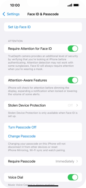 Press Turn Passcode Off and key in the phone lock code.