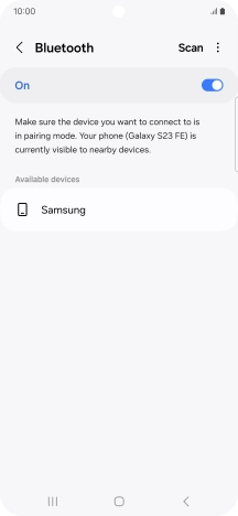 Press the required Bluetooth device and follow the instructions on the screen to pair the device with your phone.