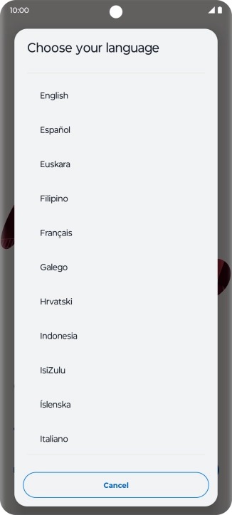 Press the required language.