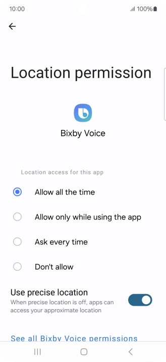 Press the required setting.
