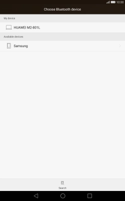 Press the required Bluetooth device and wait while the file is transferred.
