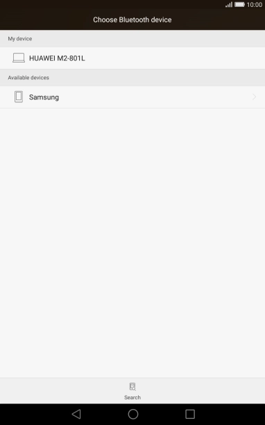 Press the required Bluetooth device and wait while the file is transferred.