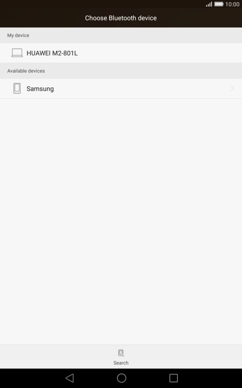 Press the required Bluetooth device and wait while the file is transferred.