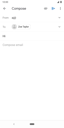 Press the text input field and write the text for your email message.